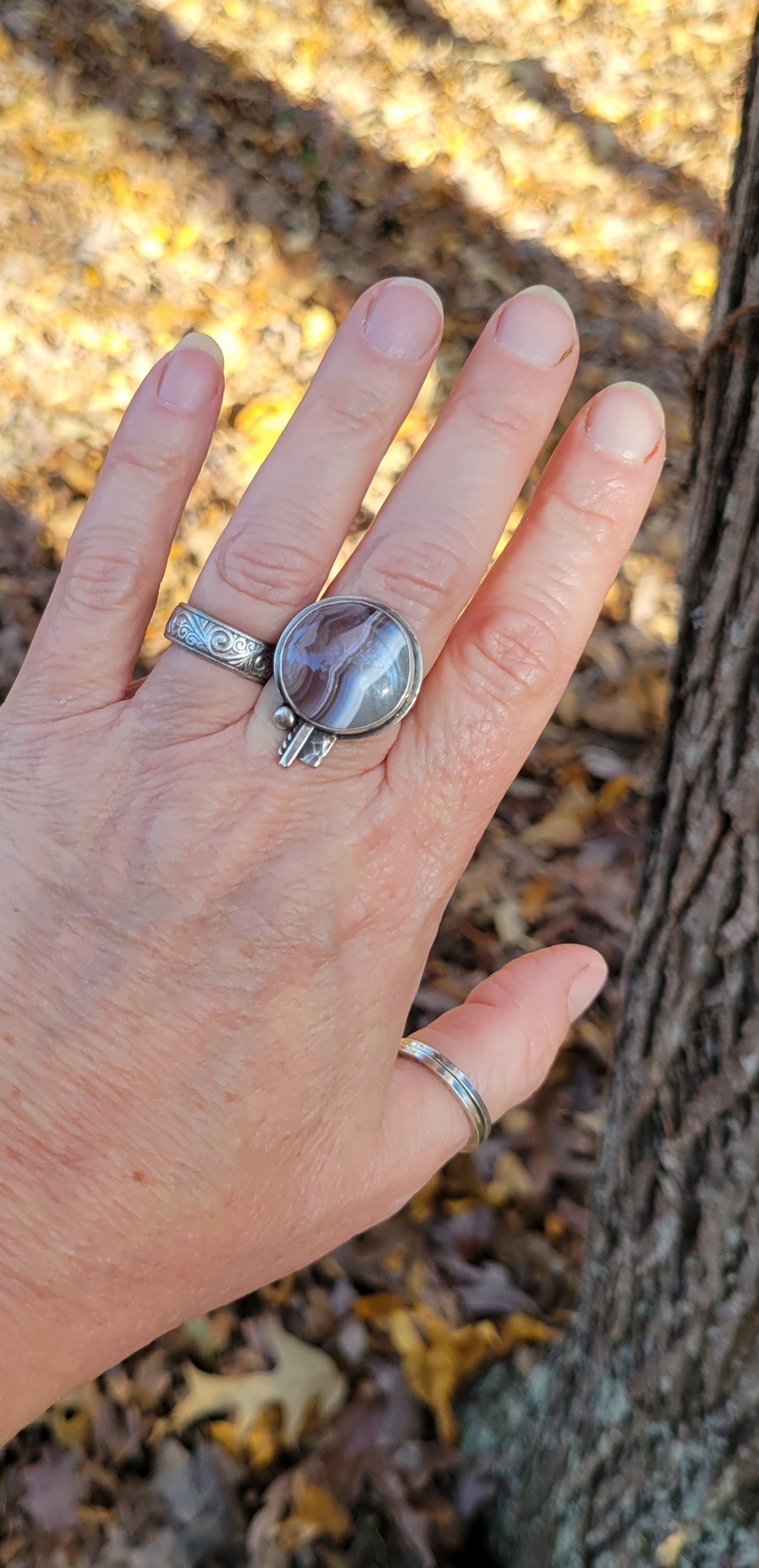 handmade sterling silver agate ring