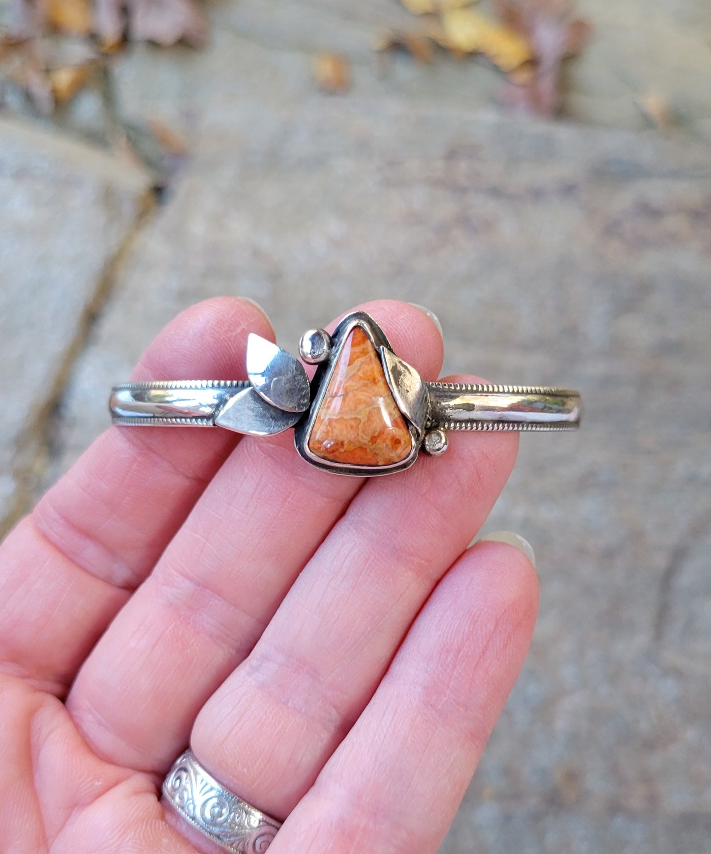 handmade orange flower bracelet