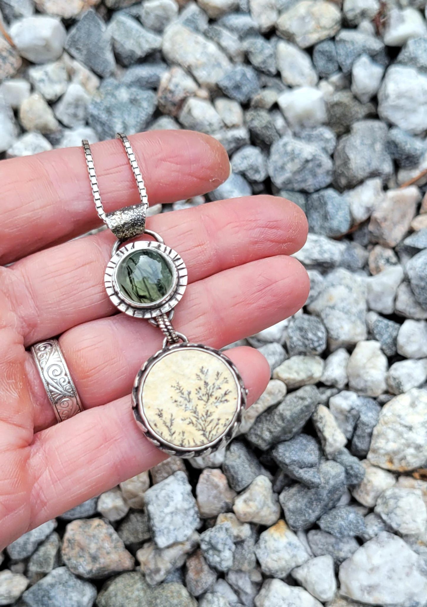 Handmade silver gemstone necklace