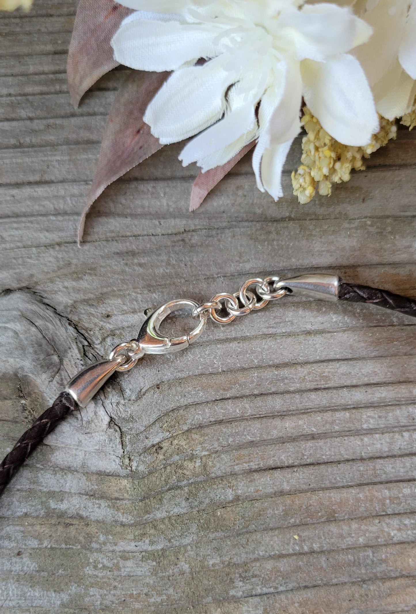 Sterling Silver Sunflower Necklace - sterling silver cast sunflower, hand crafted bail, brown leather, handmade, adjustable, beautiful gift