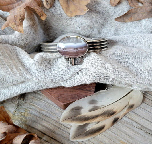 stone and sterling silver cuff handmade