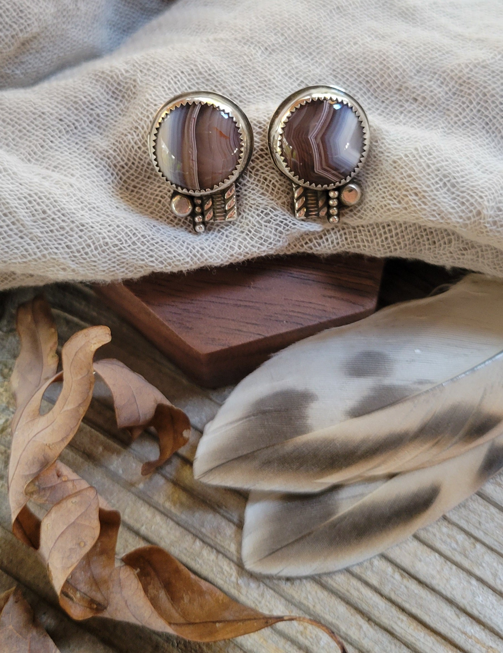 handmade neutral post stud earrings