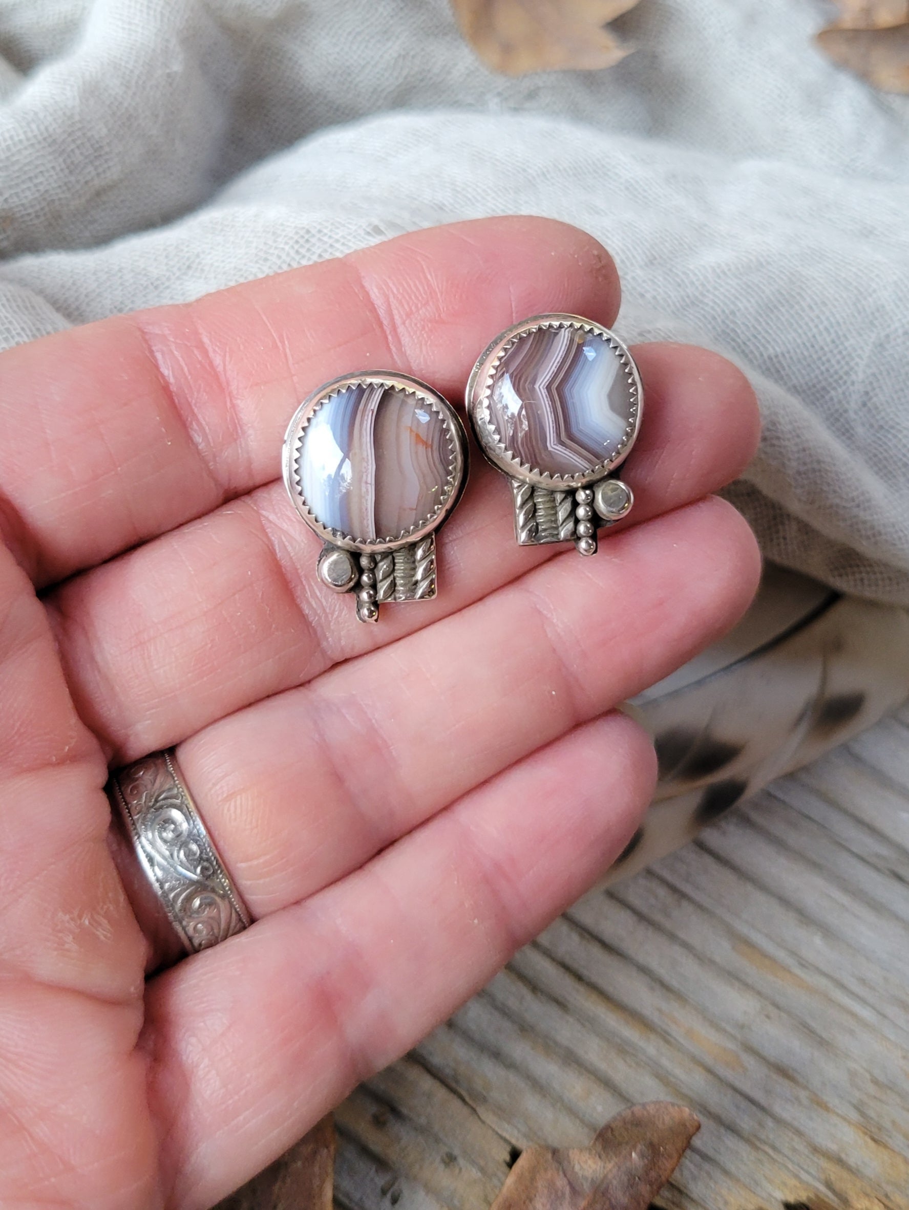 silver and stone earrings