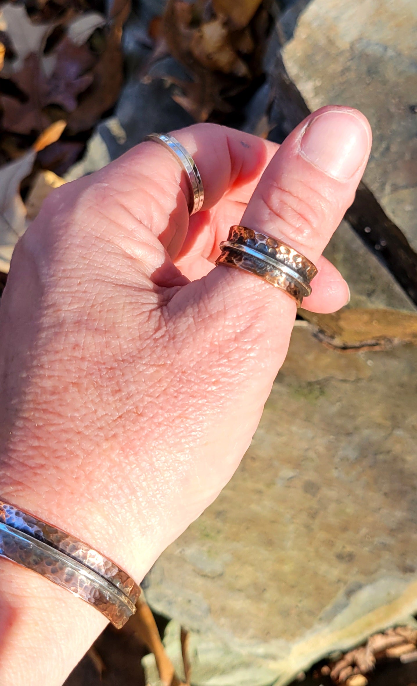 copper and silver ring