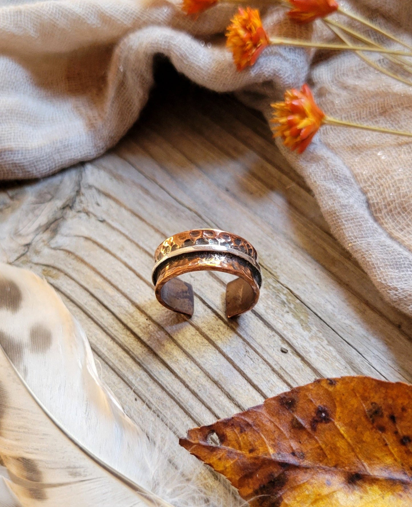 Hammered copper ring