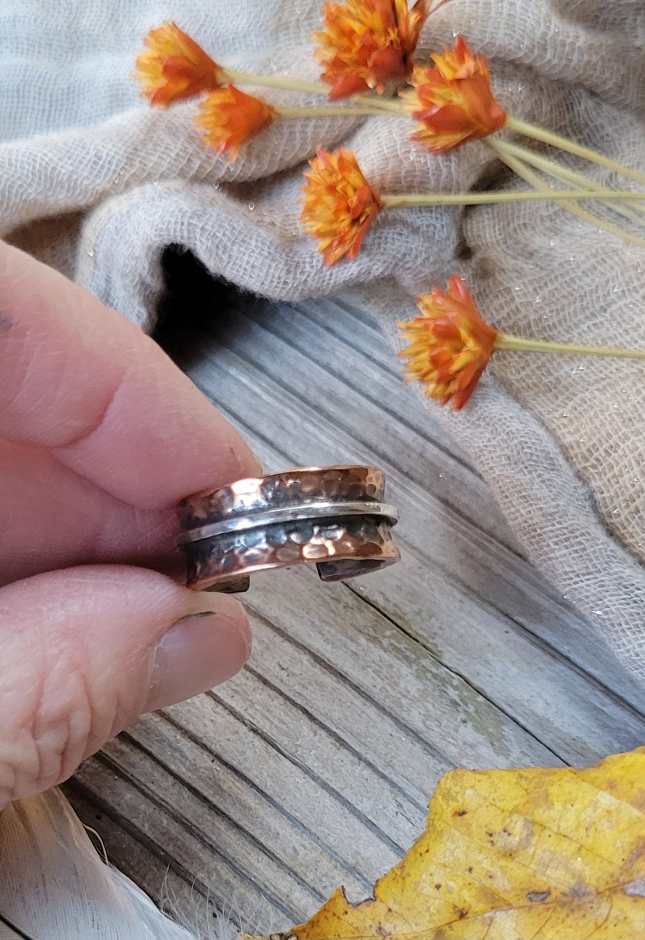 handmade copper and silver ring