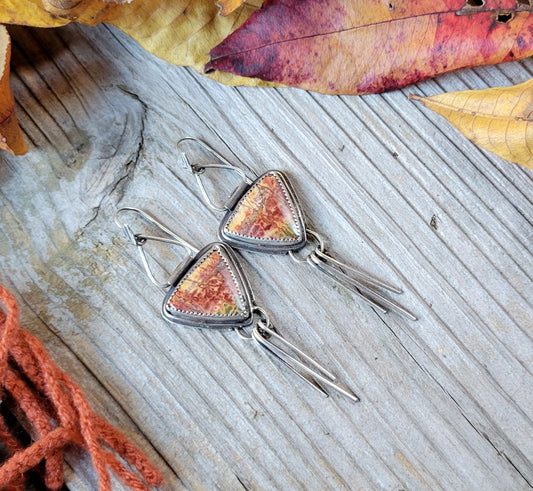 Orange Cherry Creek Jasper in Silver Earrings