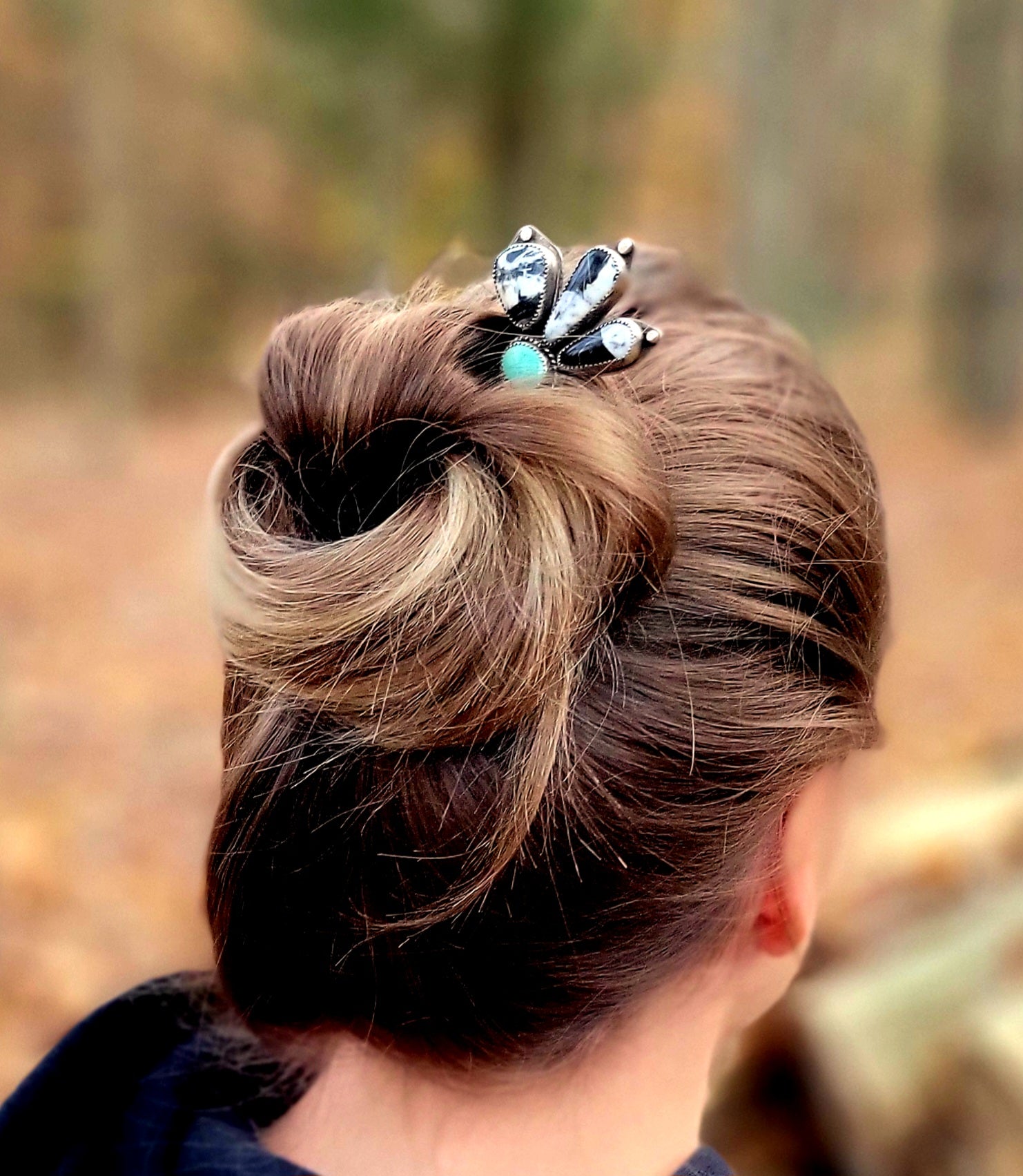 Handmade turquoise flower for hair