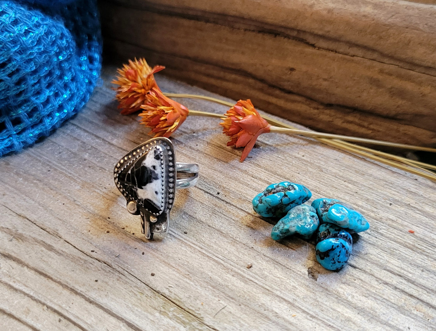 White Buffalo Hawk Tail Ring | 6.5 USA