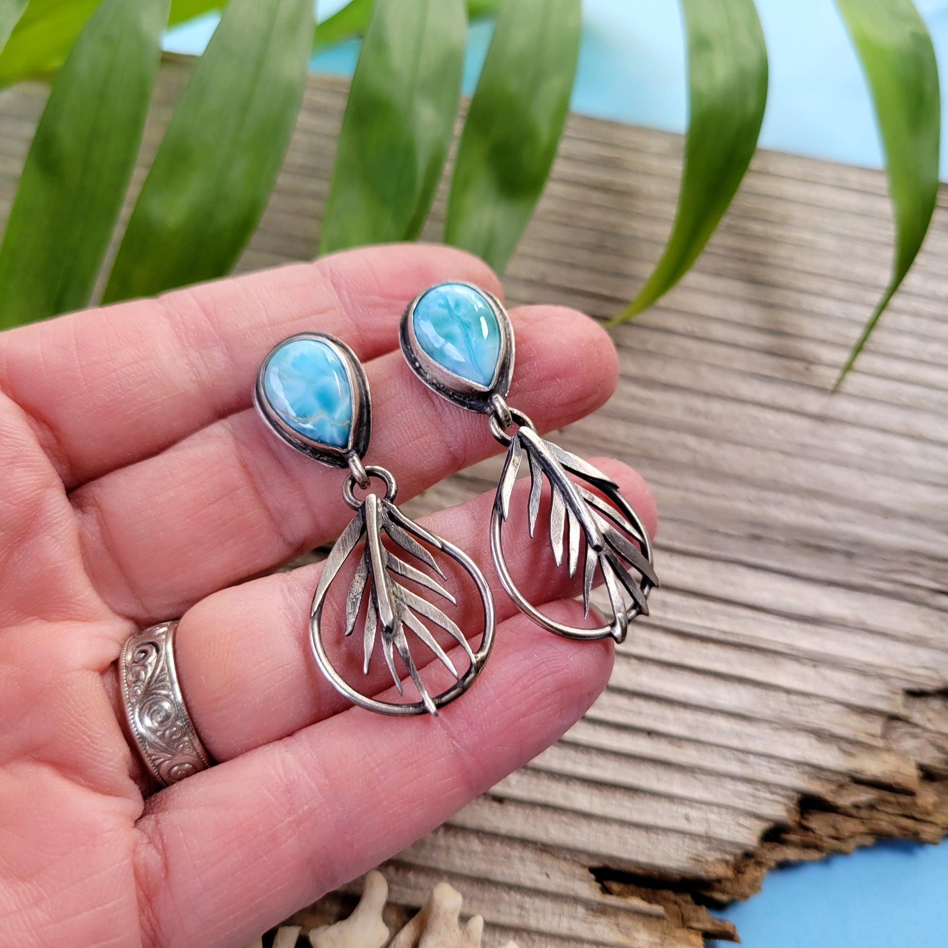 Larimar Sterling Silver Post Earrings 