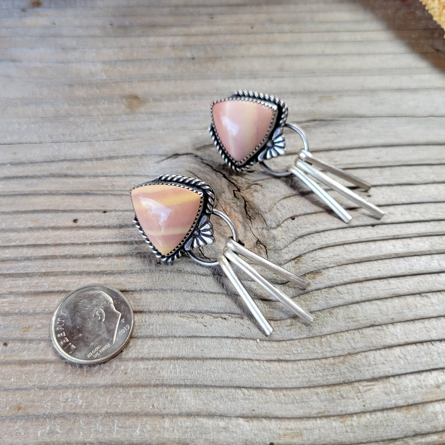 Pink sterling silver handmade earrings