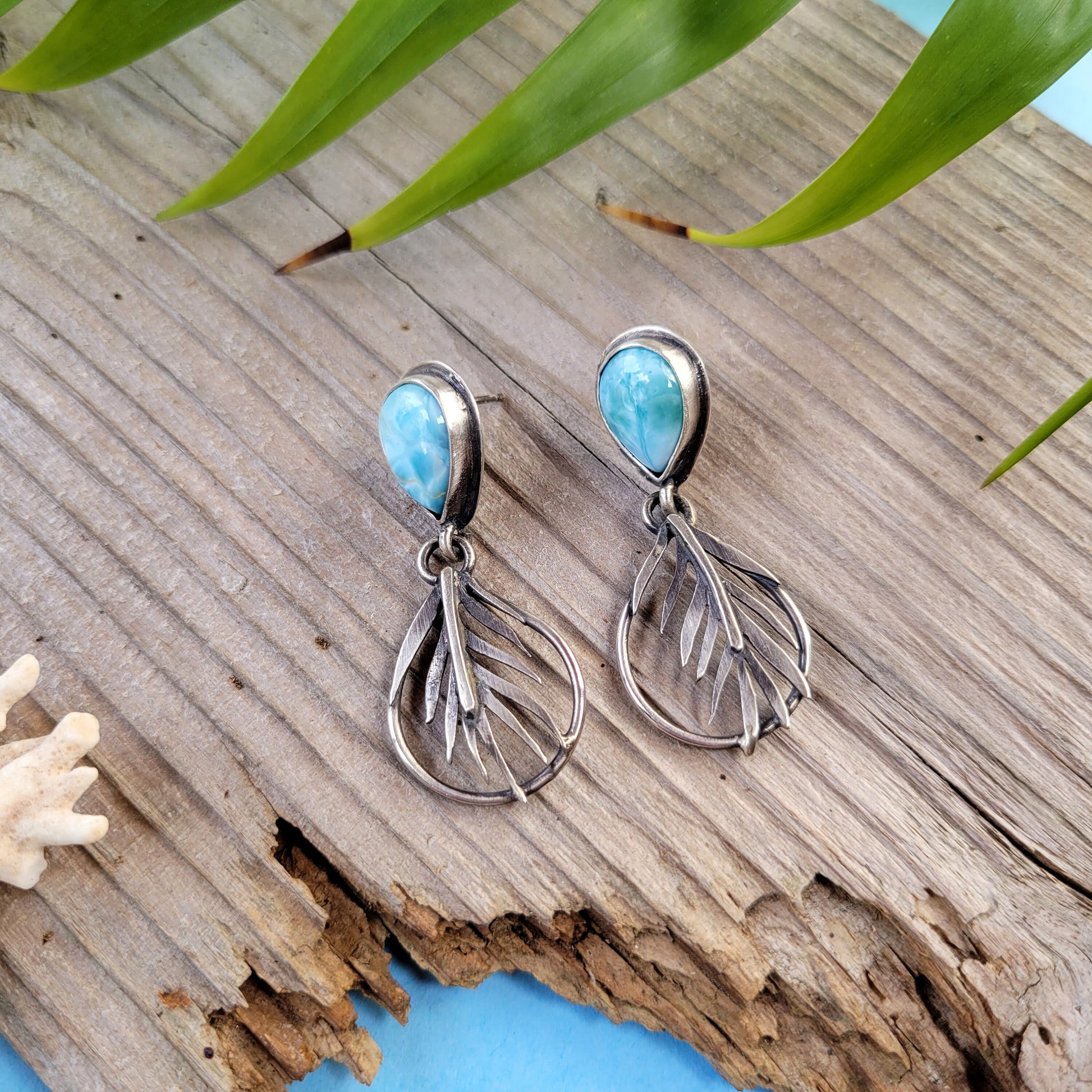 Larimar earrings handmade