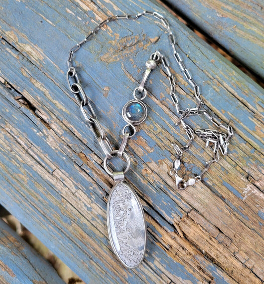 Agate Labradorite handmade sterling silver necklace