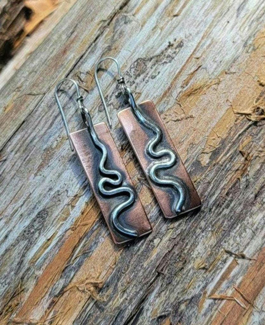 Silver and Copper Earrings 