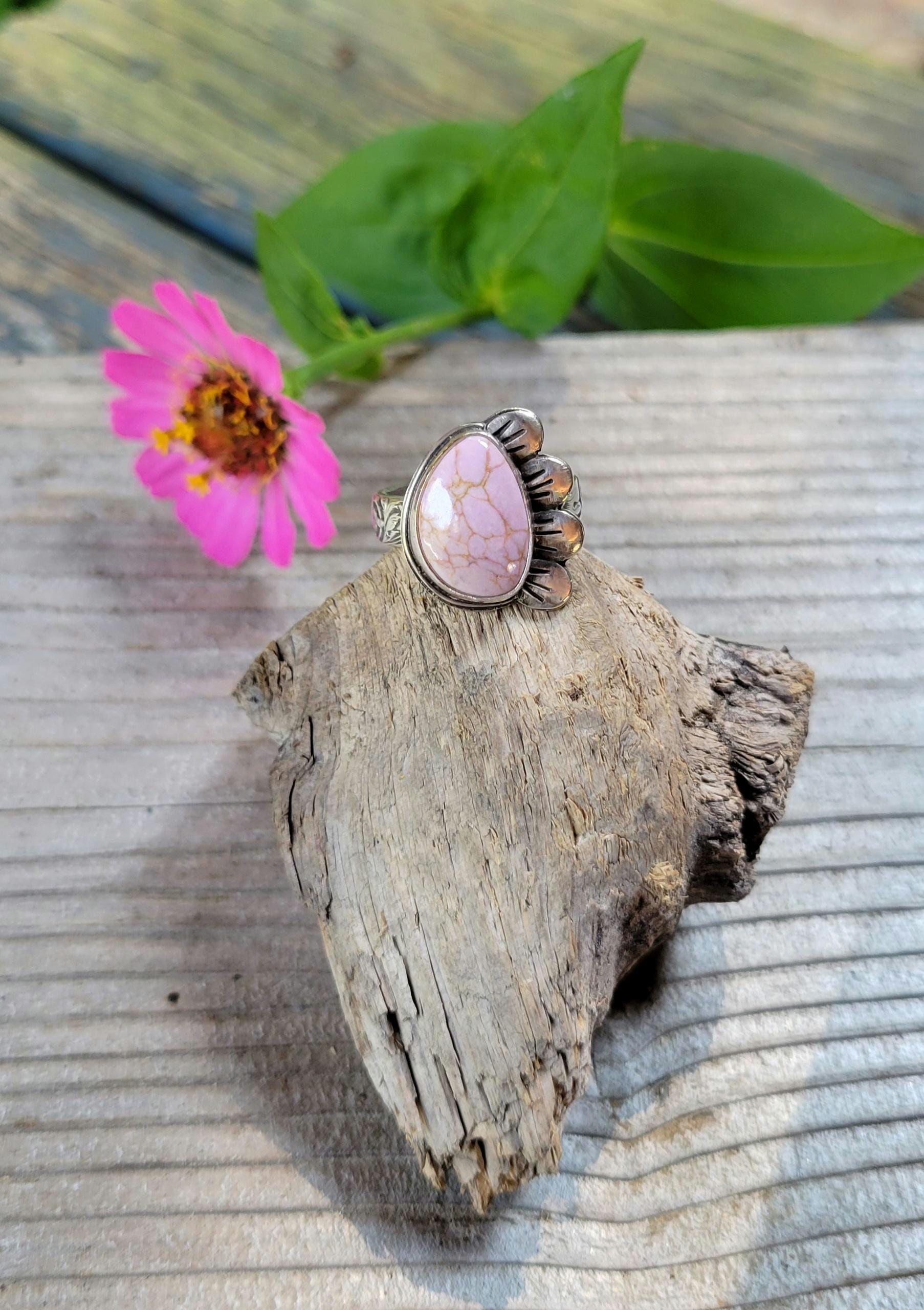 Handmade pink flower ring