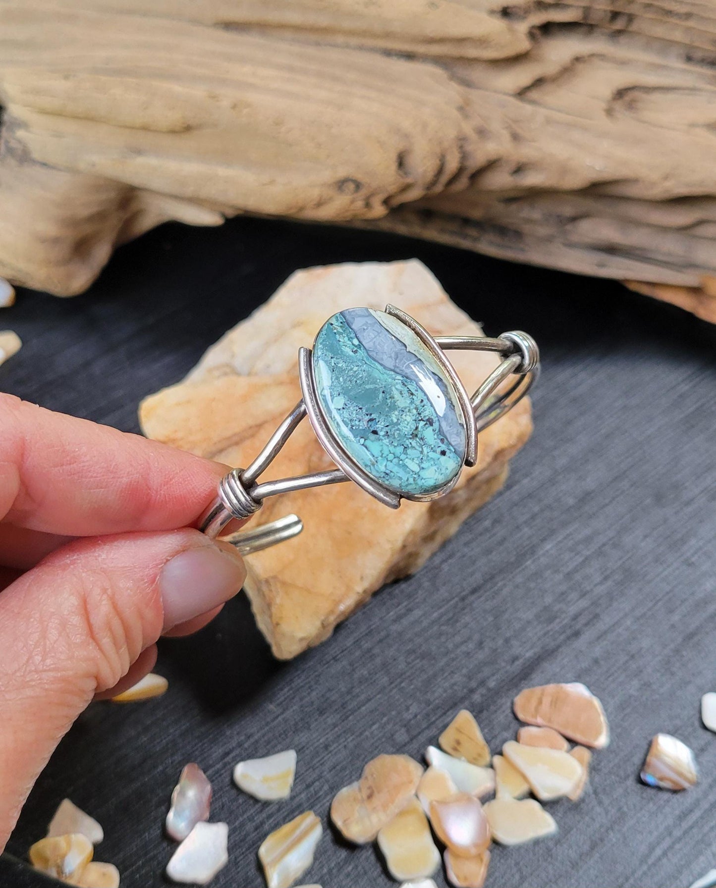 Turquoise Silver Cuff  handmade