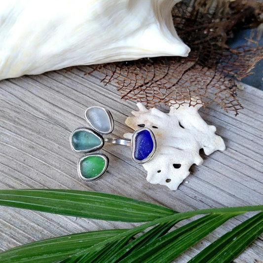 Seaglass Flower Ring 