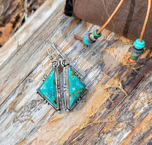 Nevada Turquoise Triangle Shaped Earrings 