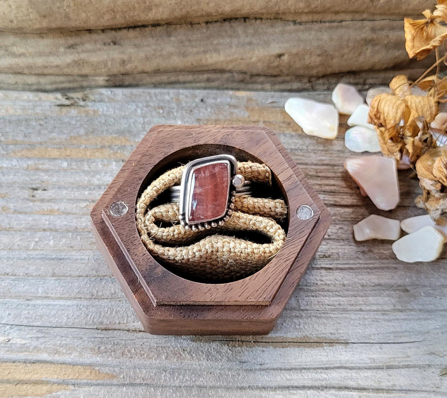 Pink Rhodochrosite Silver Ring | Size 7 USA | Sterling Silver, Handmade, Dainty Ring, Beautiful Gift