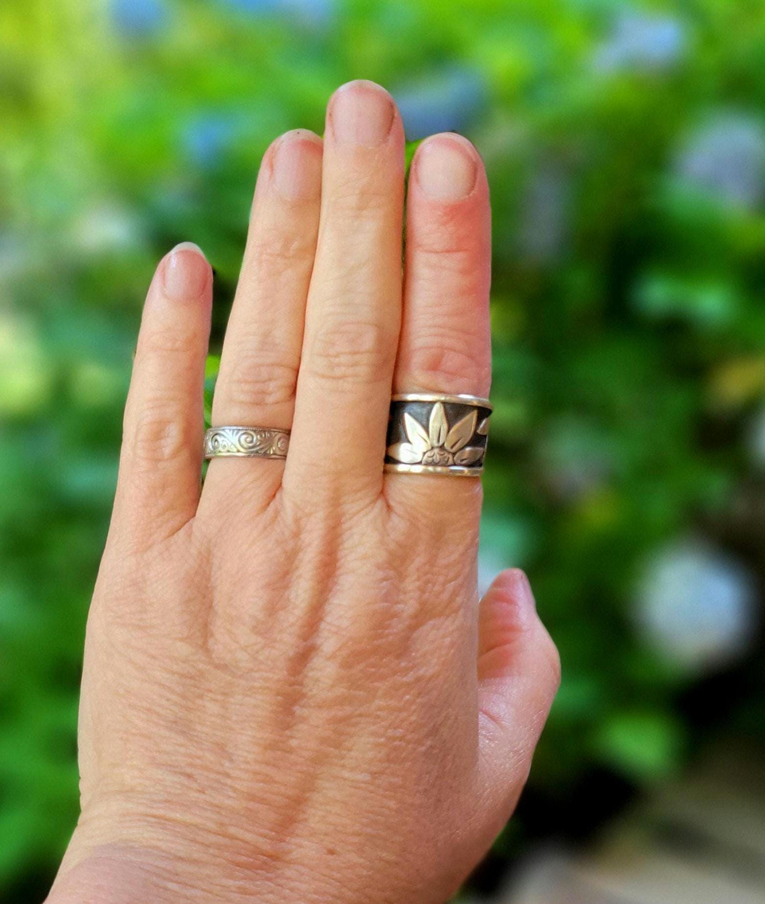 Sterling Silver Sunflower Wrap Ring - handmade, hand crafted, 100% fabricated by hand, unique statement ring, beautiful gift, Size 8.25 USA