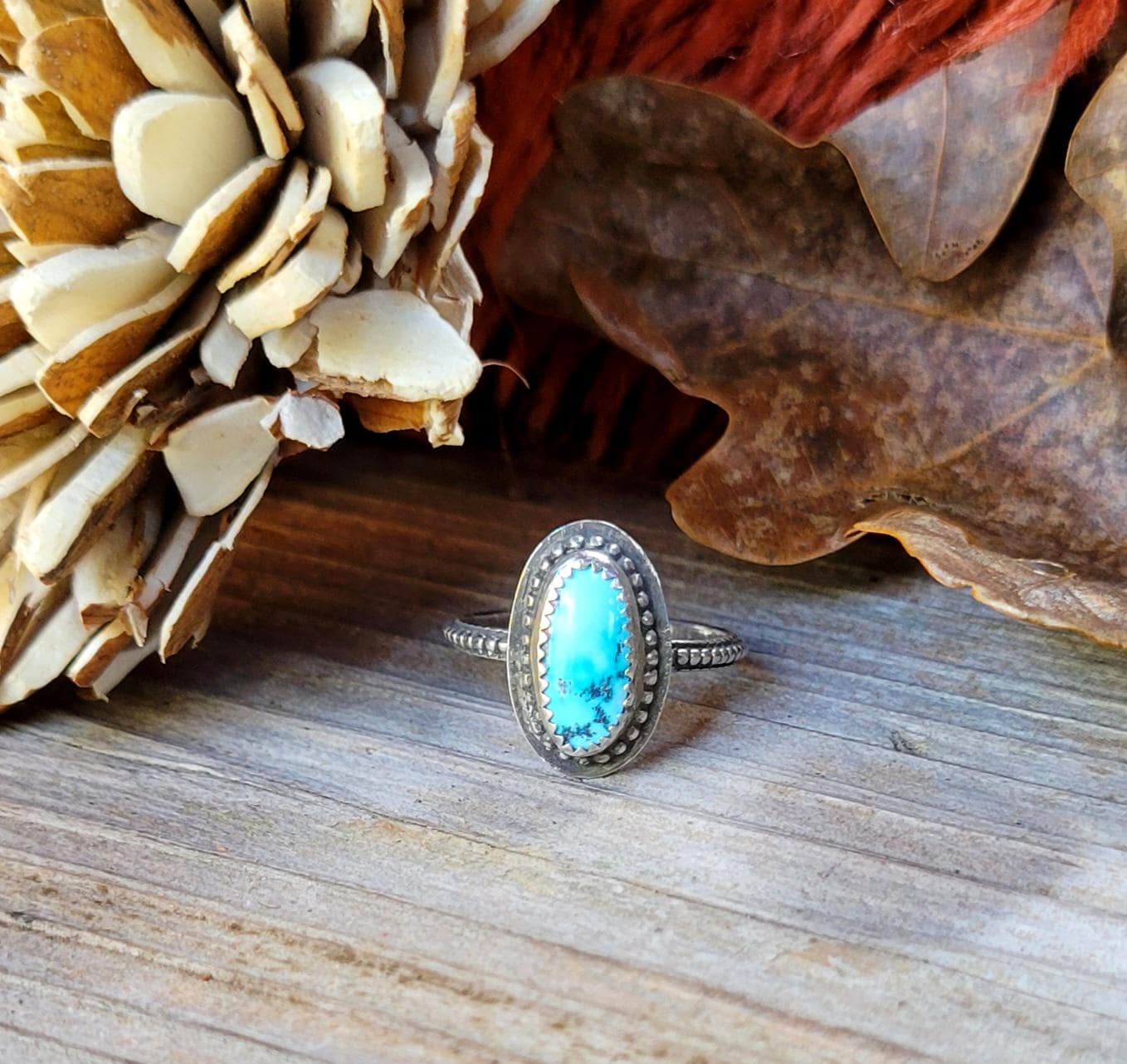 Gem-grade Blue Moon Turquoise Ring - handmade sterling silver, light blue natural stone, dainty, small, Size 7.5 USA