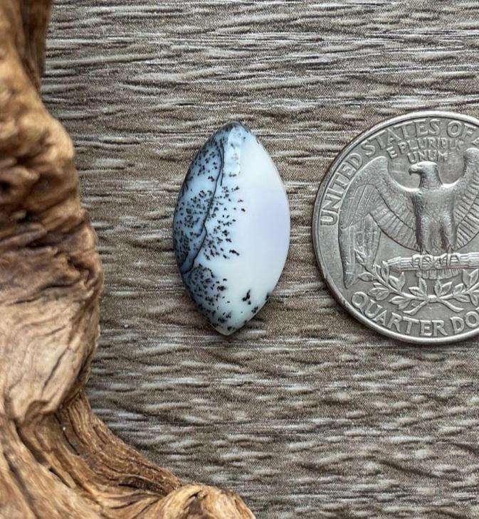 Dendritic Agate Sterling Silver Ring - handmade, scenic stone, snow, winter, gray, white, modern but classic, beautiful gift, Size 7 USA