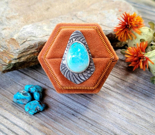 Sierra Bella Turquoise Pony Tail Holder - handmade, hair accessory, sterling silver, natural stone, blue, lime green, USA, unique gift