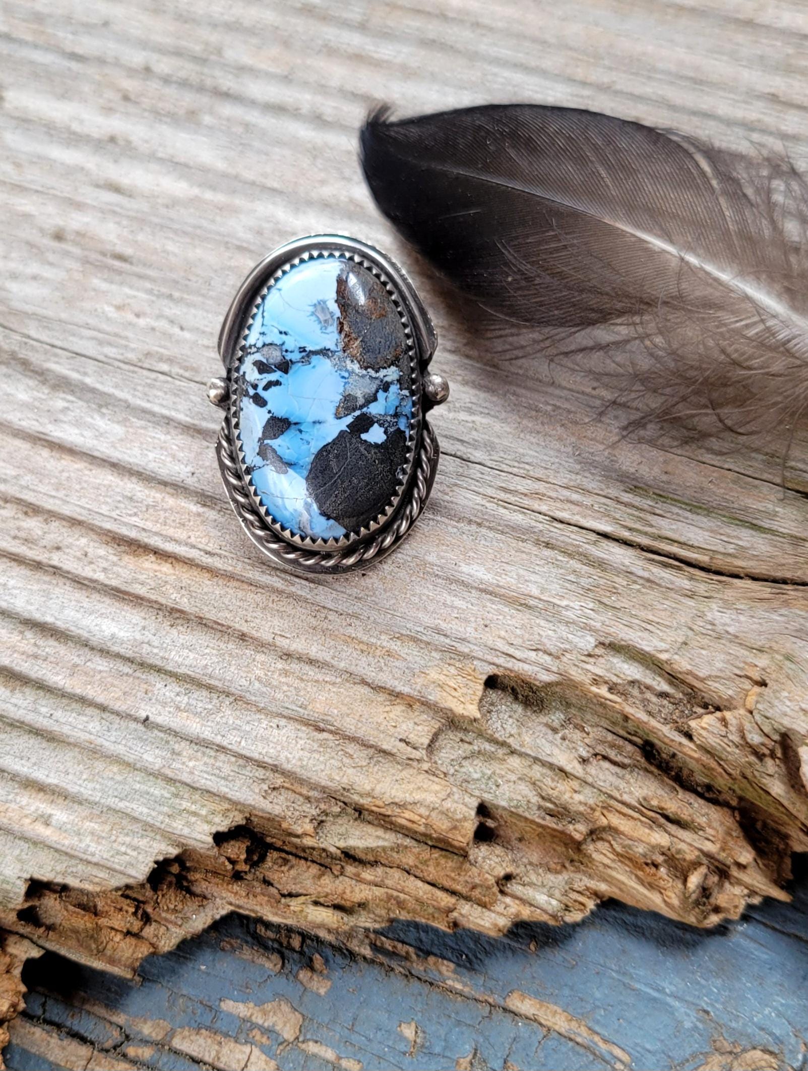 Turquoise Pony Tail Holder - handmade, hair accessory, sterling silver, blue stone, black matrix, natural lavender turquoise, unique gift