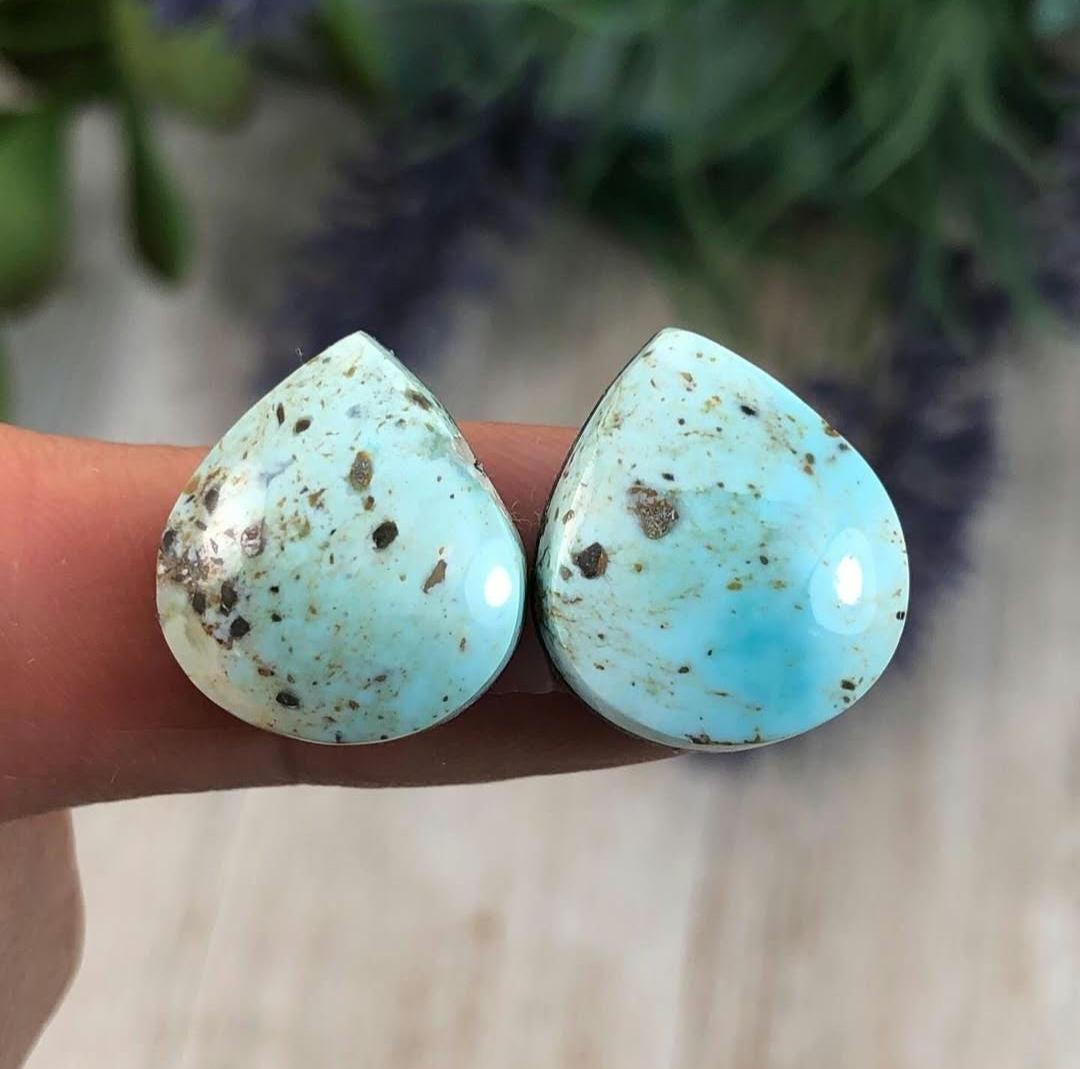 Natural Turquoise Silver Necklace - natural light blue lone mountain turquoise double stone set in sterling silver, handmade, beautiful gift