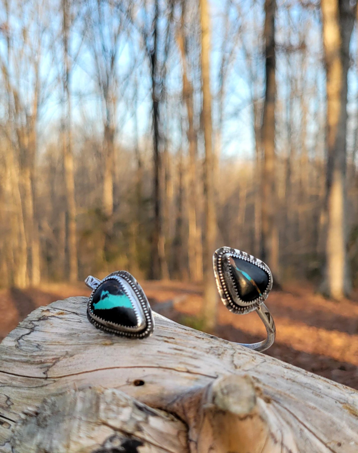 Natural Black Jack Turquoise Open Silver Cuff - handmade, bracelet, sterling, southwestern, blue, black,orange, ribbon, beautiful gift