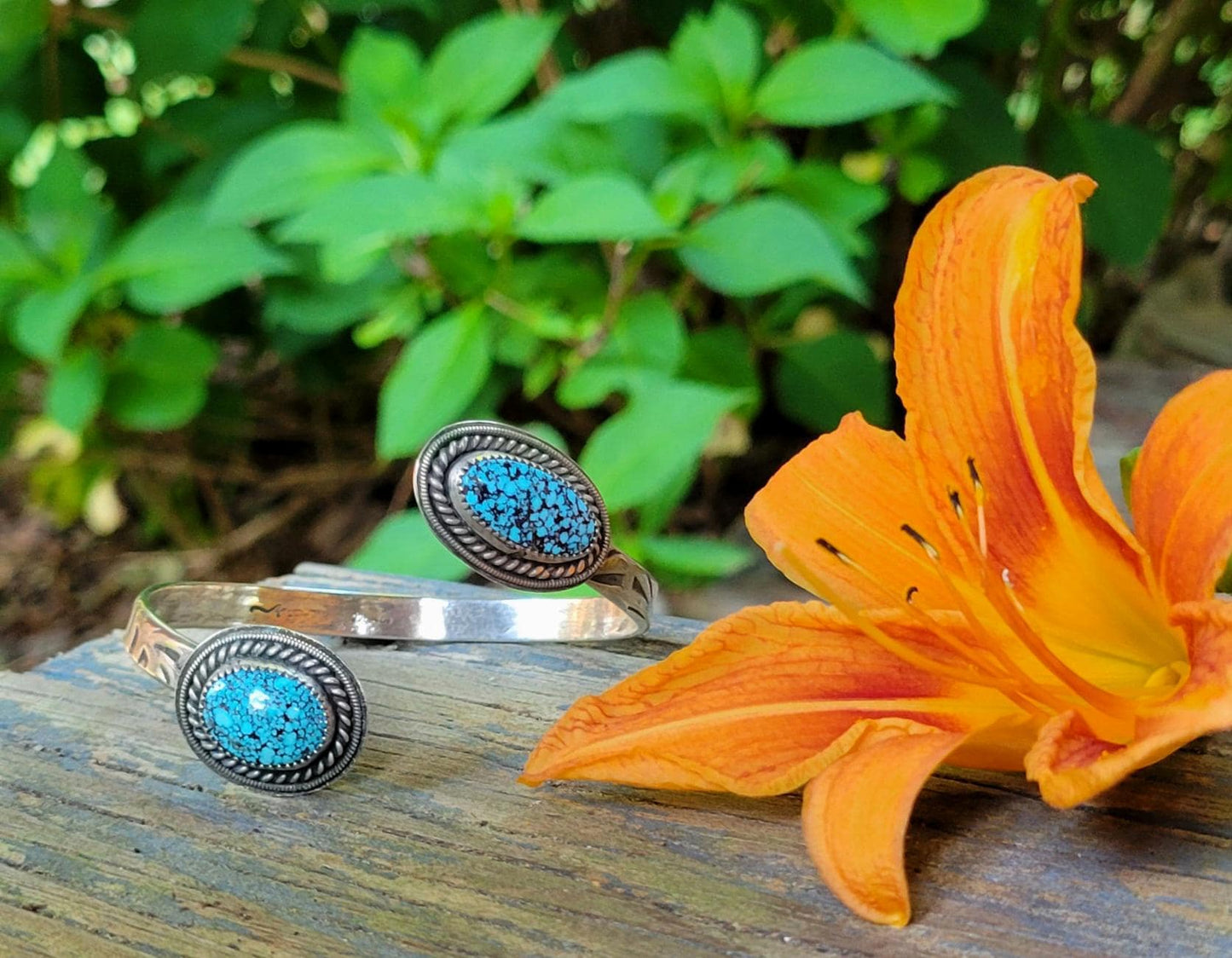Black Web Kingman Turquoise Open Silver Cuff - handmade, bracelet, sterling, southwestern, blue, black, natural turquoise, beautiful gift