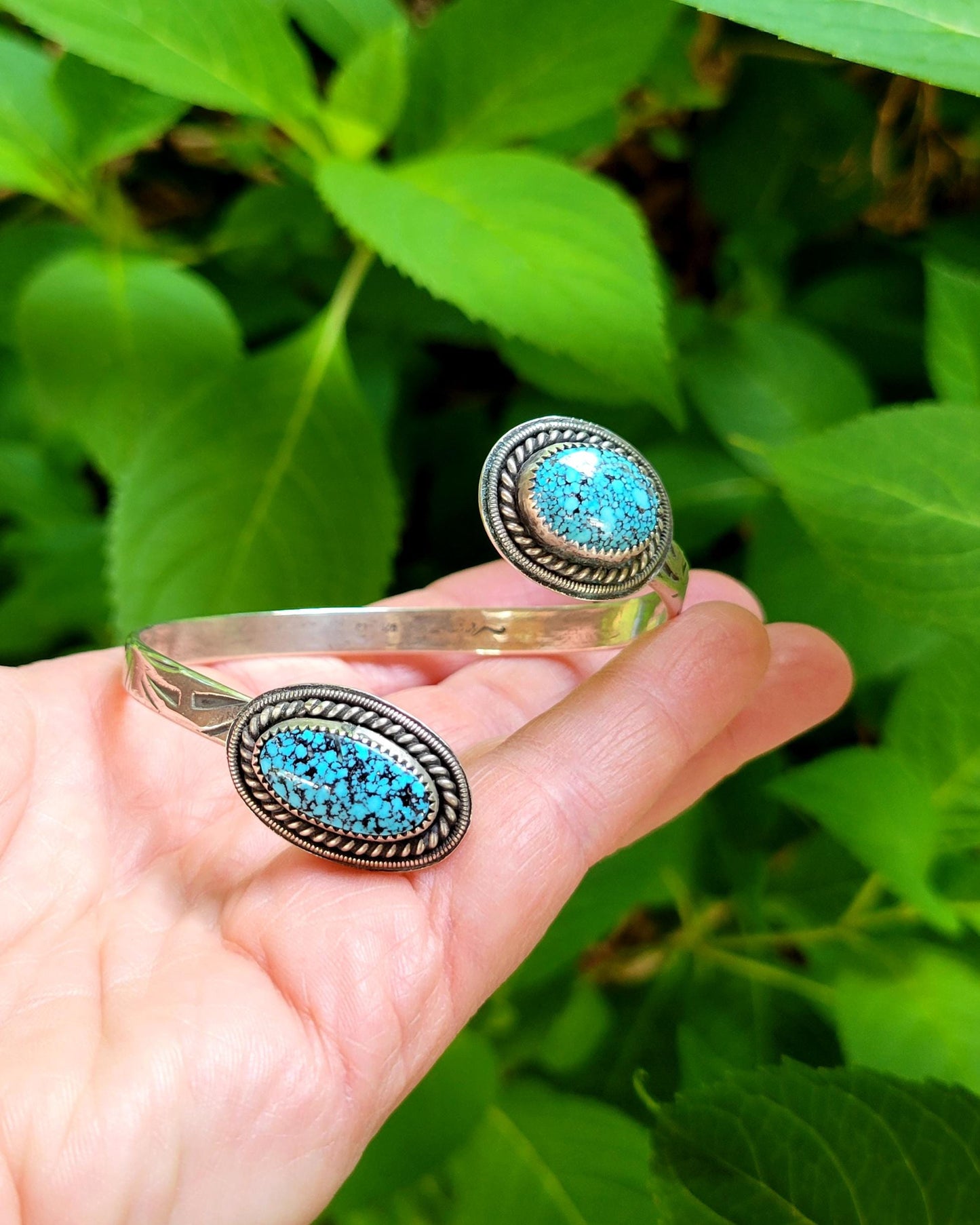 Black Web Kingman Turquoise Open Silver Cuff - handmade, bracelet, sterling, southwestern, blue, black, natural turquoise, beautiful gift