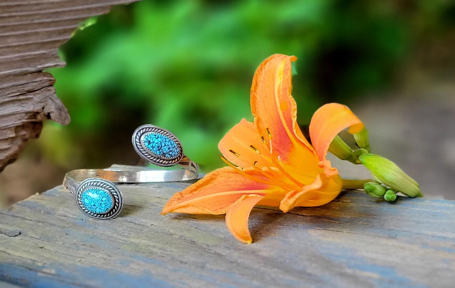 Black Web Kingman Turquoise Open Silver Cuff - handmade, bracelet, sterling, southwestern, blue, black, natural turquoise, beautiful gift