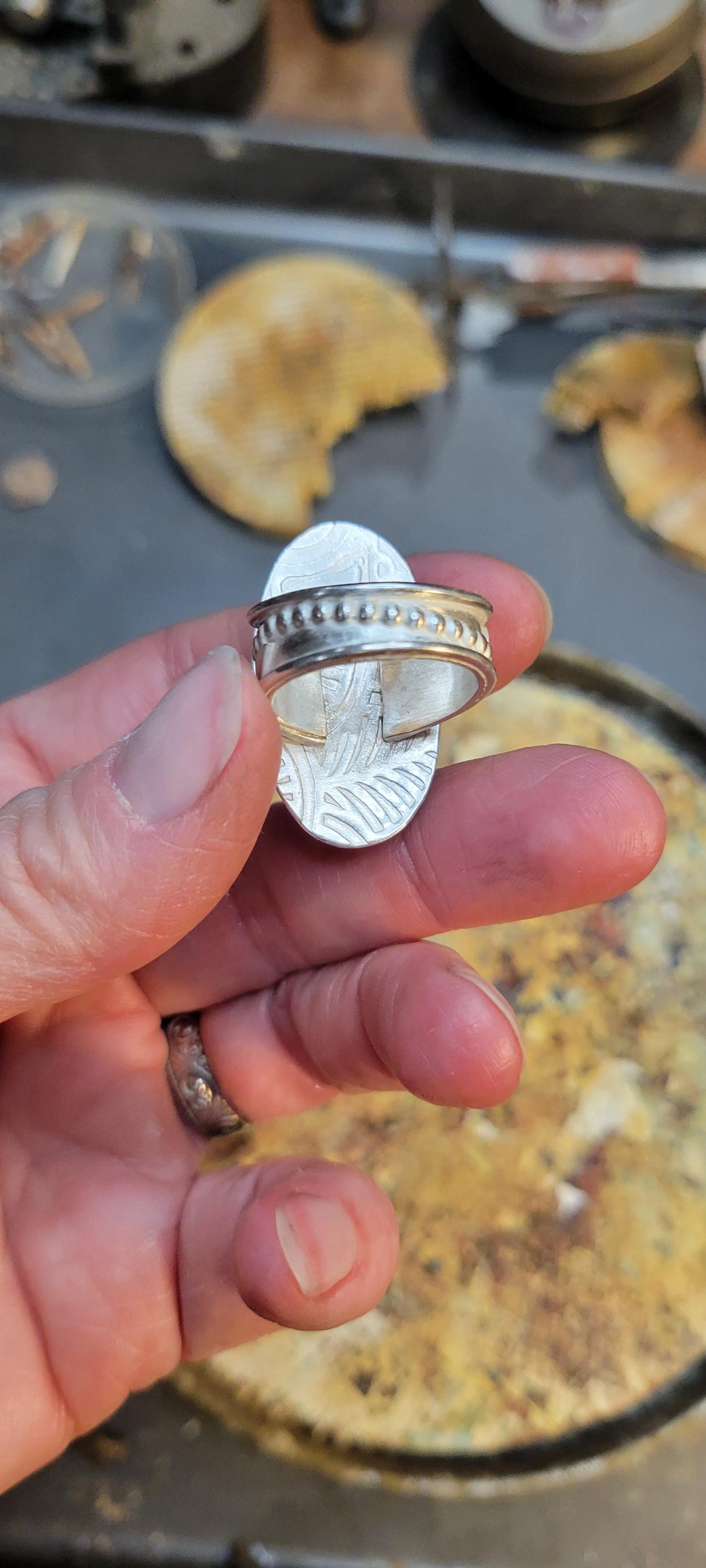 Green Turquoise Ring - sterling silver, handmade, 100% fabricated by hand, vine ring shank, leaves, beautiful gift, Size 7.5 USA