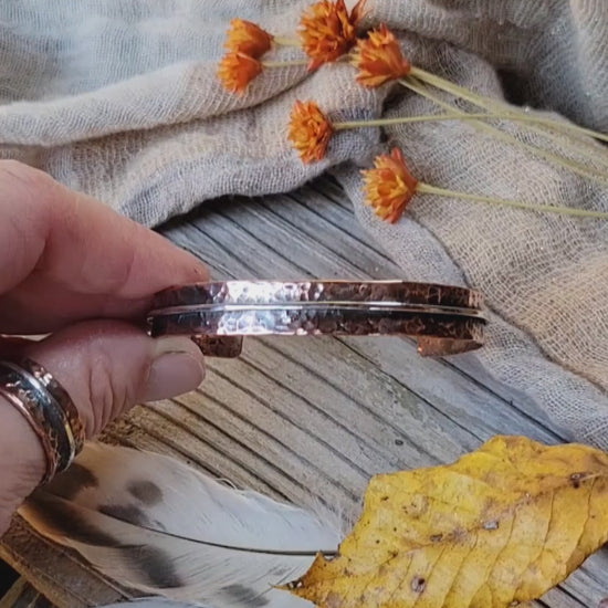 Handmade copper and silver cuff