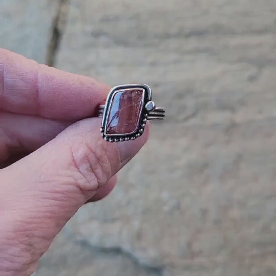 Pink Rhodochrosite Silver Ring | Size 7 USA |  Sterling Silver, Handmade, Dainty Ring, Beautiful Gift