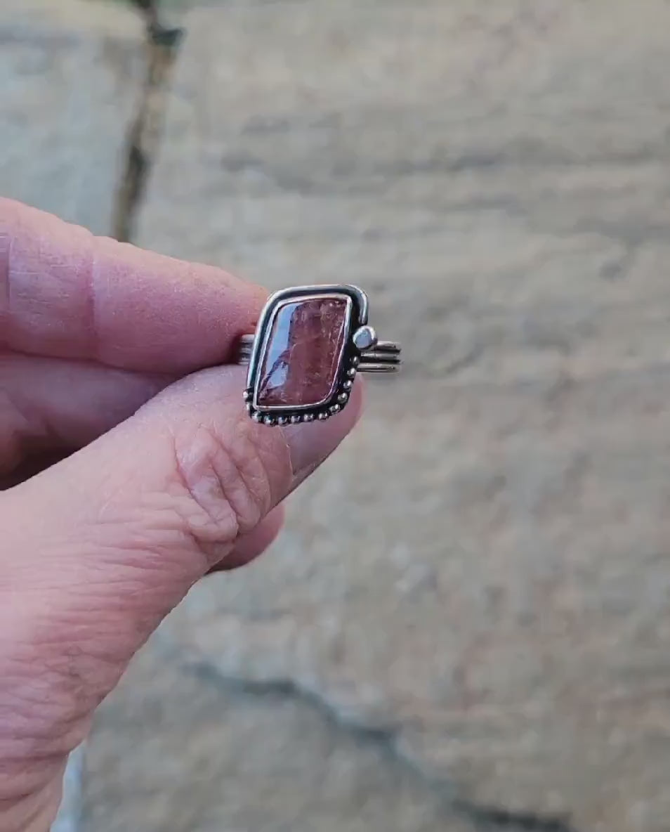 Pink Rhodochrosite Silver Ring | Size 7 USA |  Sterling Silver, Handmade, Dainty Ring, Beautiful Gift