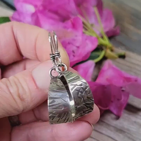 Sterling Silver Hoops - embeded pattern, small hoops, dangles, simple, elegant, handmade, extremely lightweight