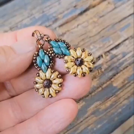 Small sunflower earrings