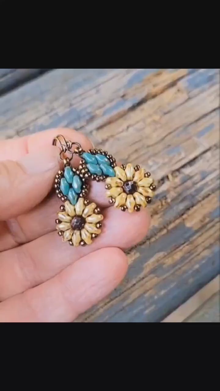 Small sunflower earrings