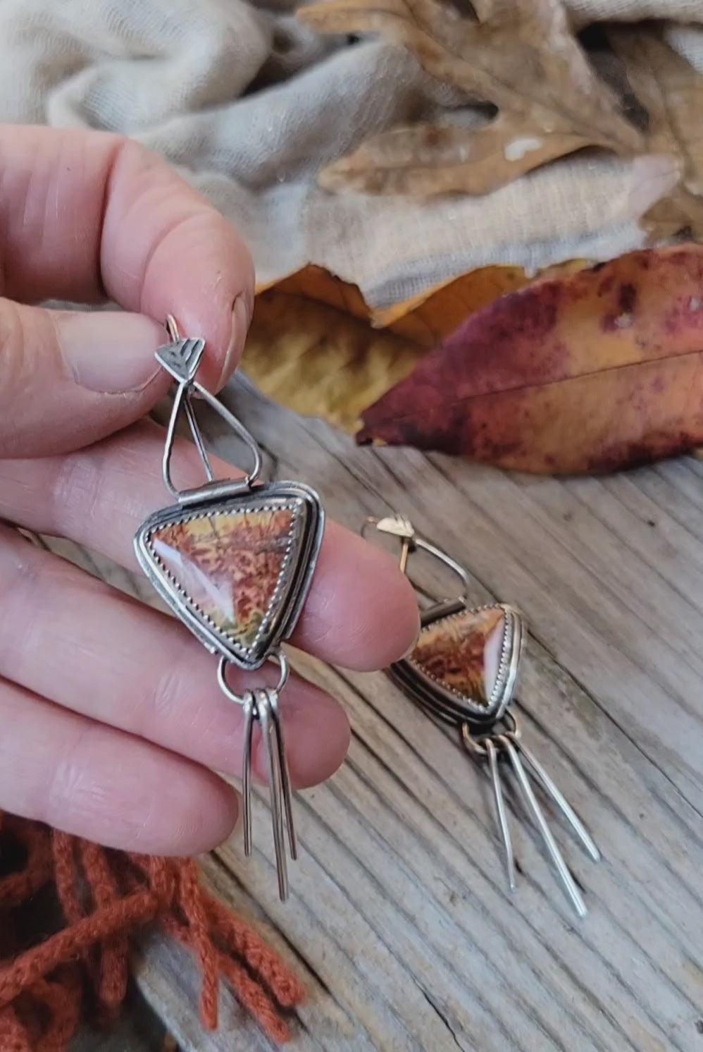 Handmade silver jasper earrings