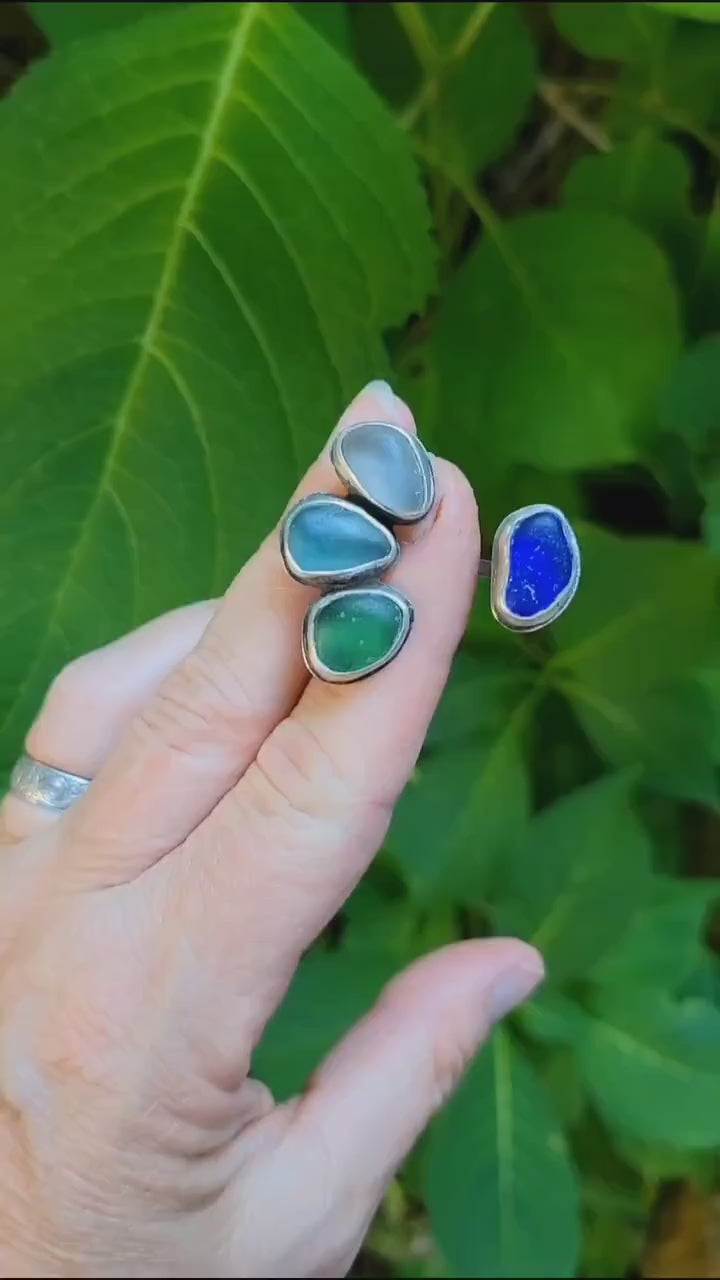 blue sea glass ring