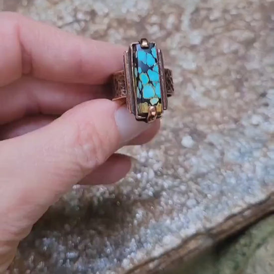 Turquoise Copper Ring handmade