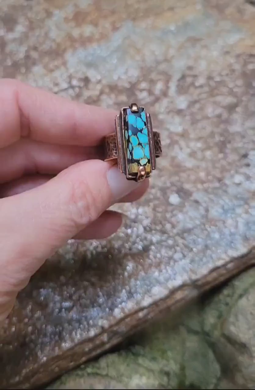 Turquoise Copper Ring handmade